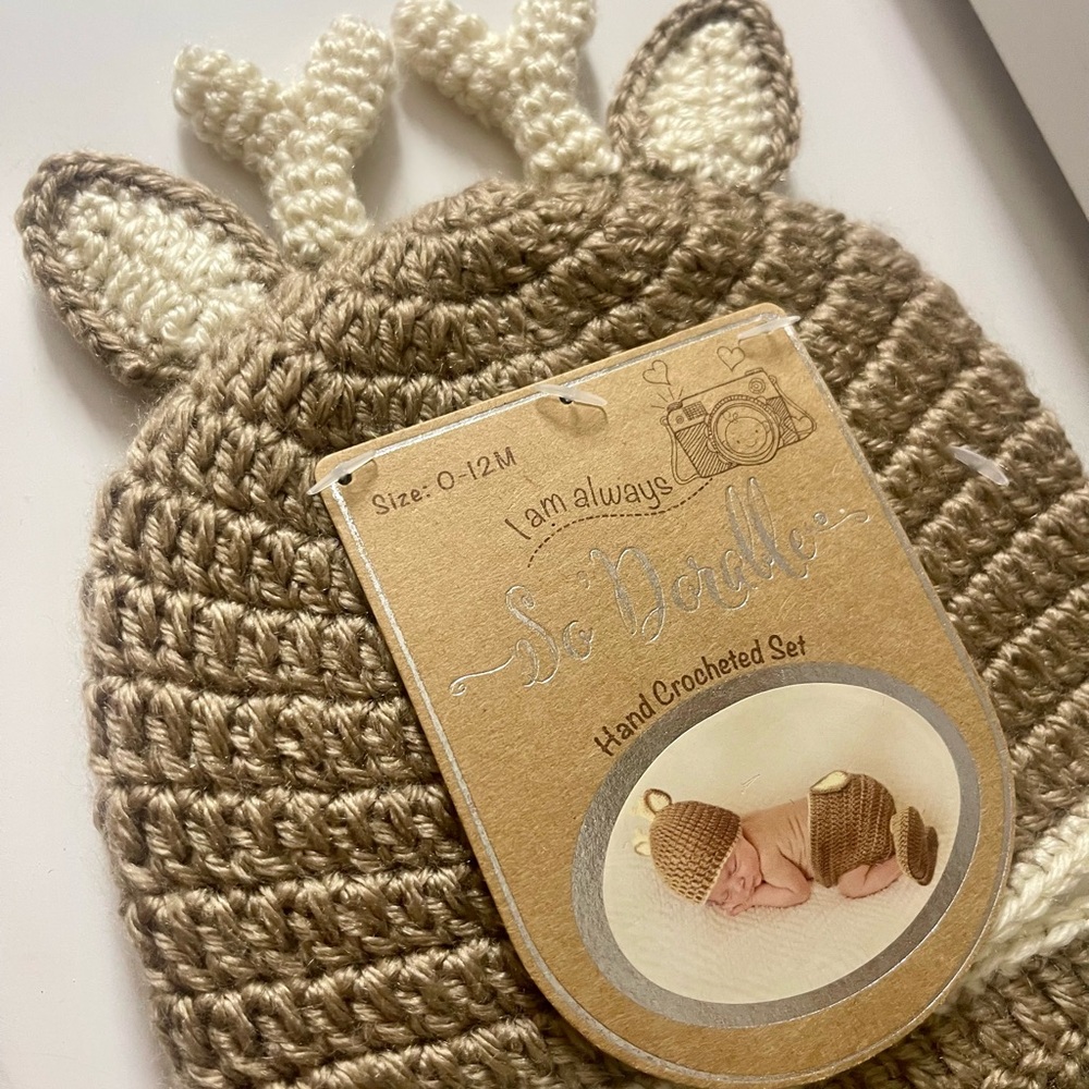 So'Dorable Hand Crocheted Baby Boy Deer Diaper Cover Set